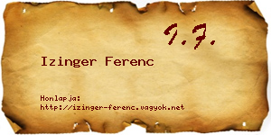 Izinger Ferenc névjegykártya